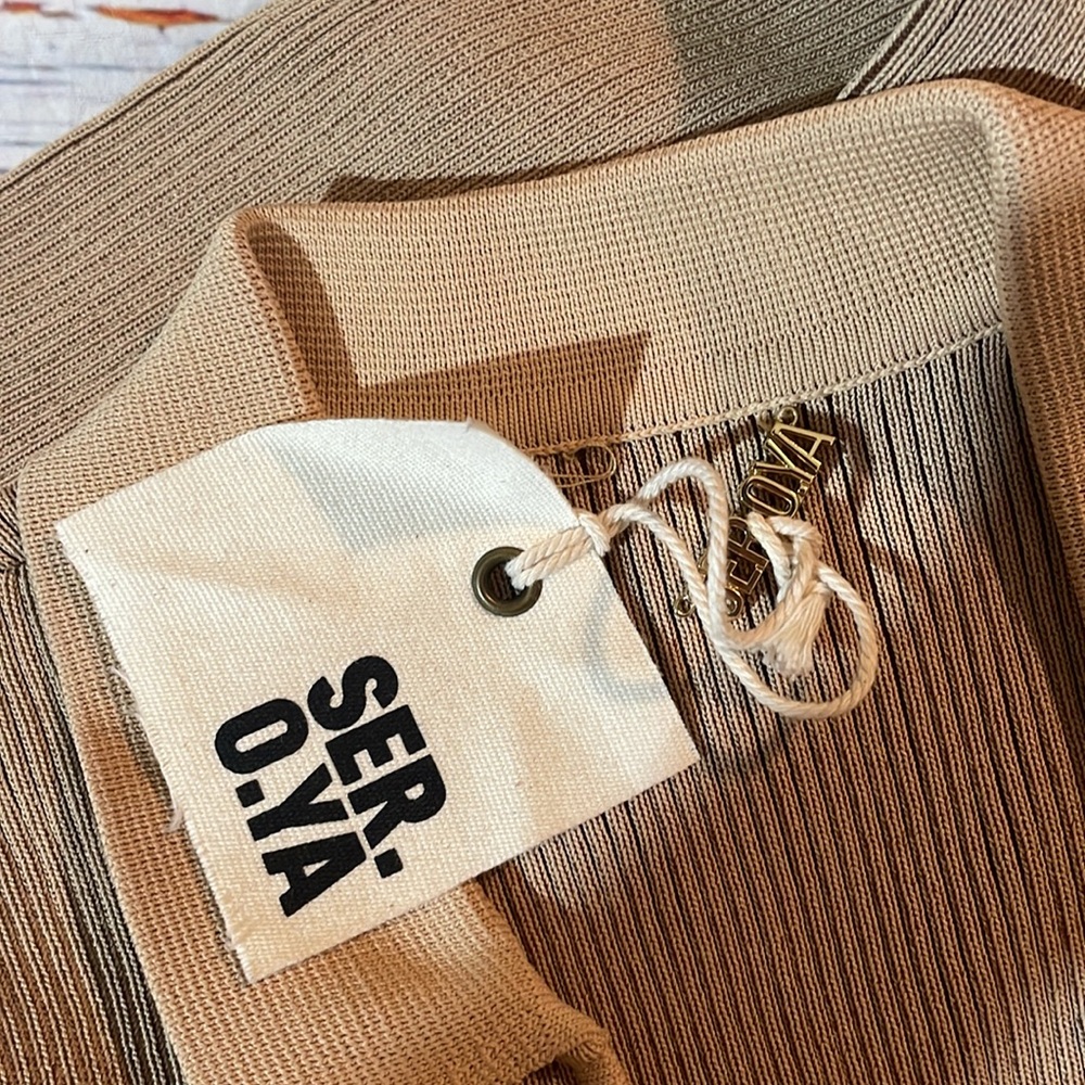 SER.O.YA Tan Ribbed Mini Dress - Picture 4 of 9
